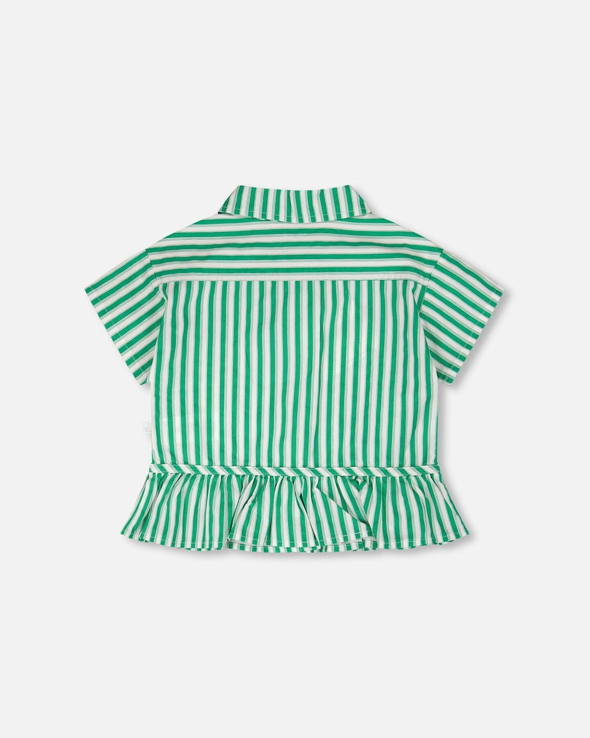 Short Sleeve Striped Button Down Shirt Green-2