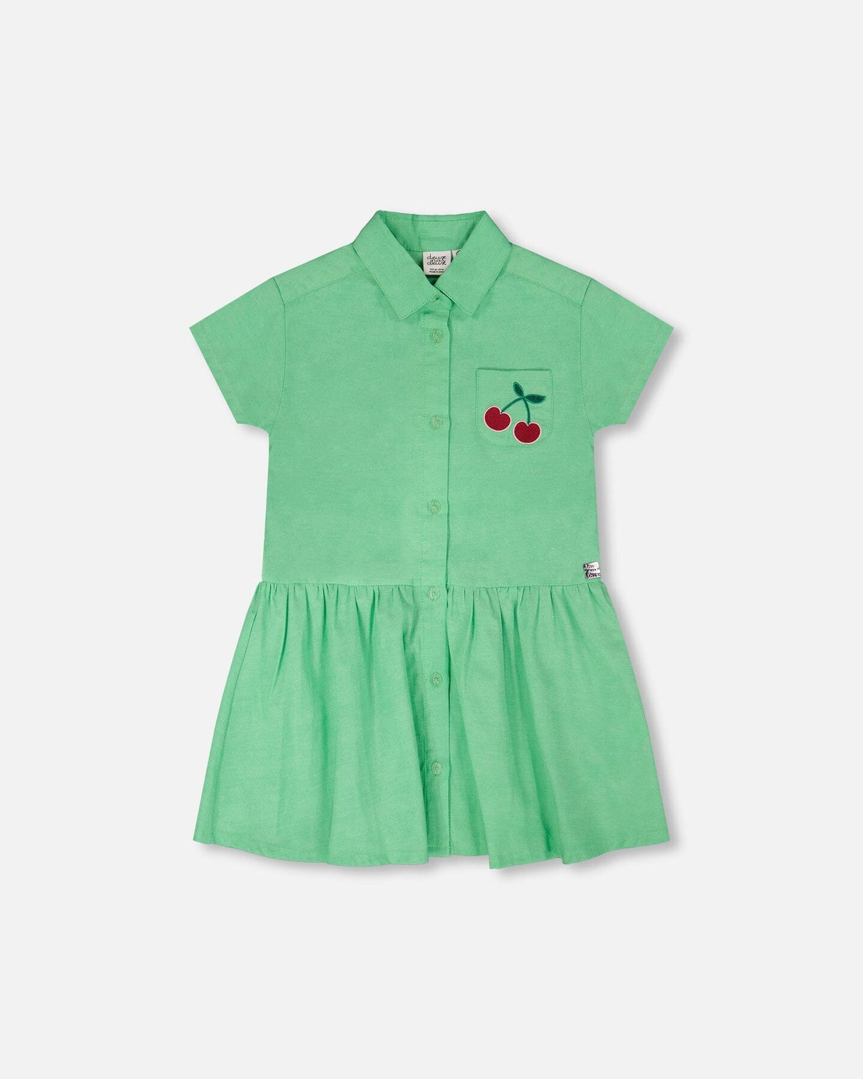 Cotton Shirt Dress With Embroidery Green-0