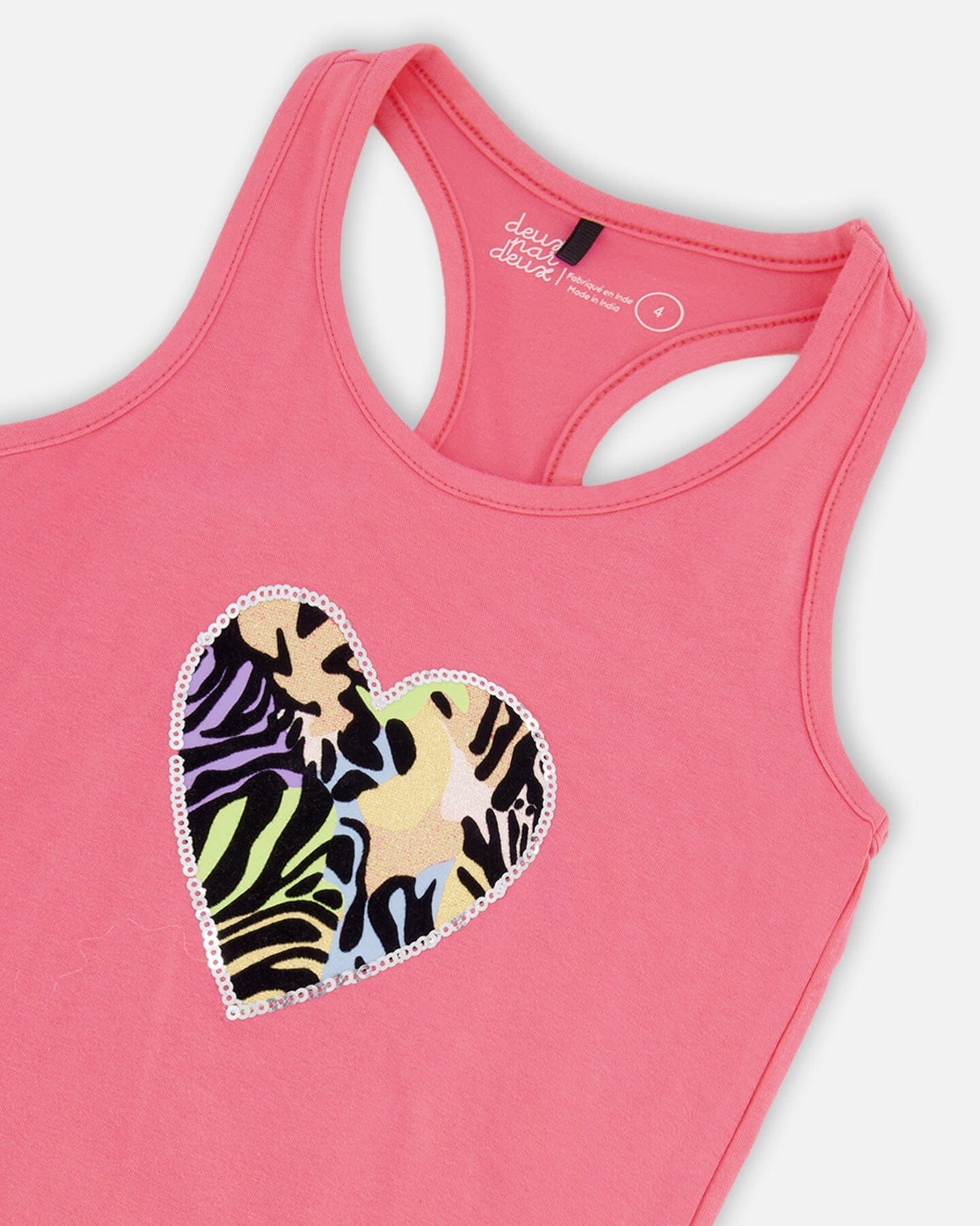 Organic Cotton Jersey Tank Top Pink With Screen Print-3