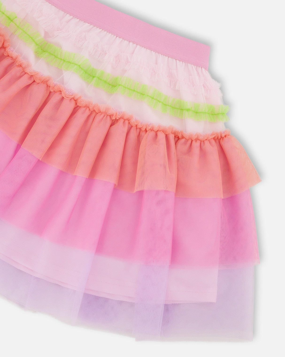 Mesh Skirt With Multicolor Frills-3