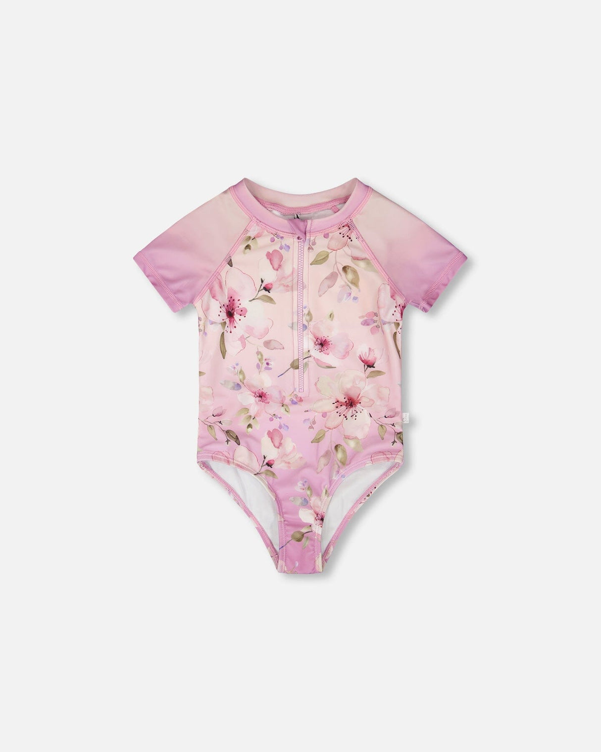 One-Piece Swimsuit Purple Flower Print-0