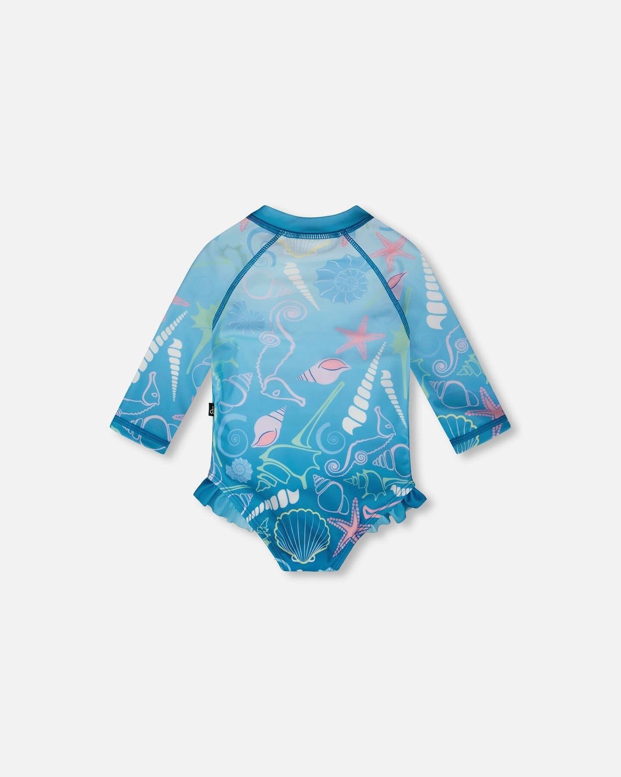Baby And Toddler One-Piece Long Sleeve Rashguard Blue Shell Print-2