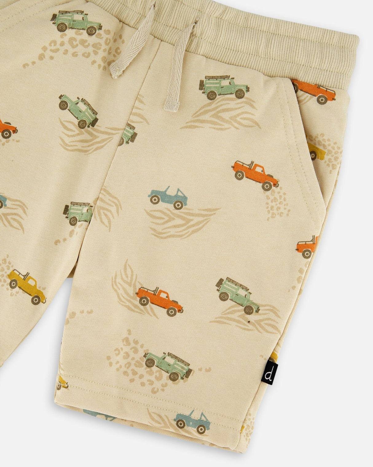 French Terry Shorts Beige Jeep Print-4
