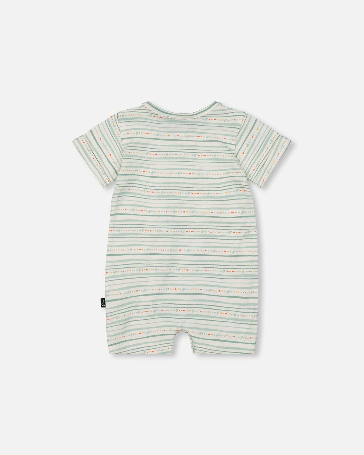 Organic Cotton Romper White Printed Mint Green Lines-1