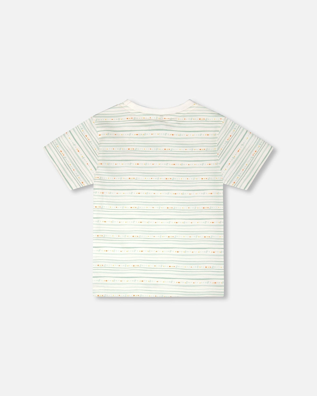 Organic Cotton T-Shirt White Printed Mint Green Lines-2