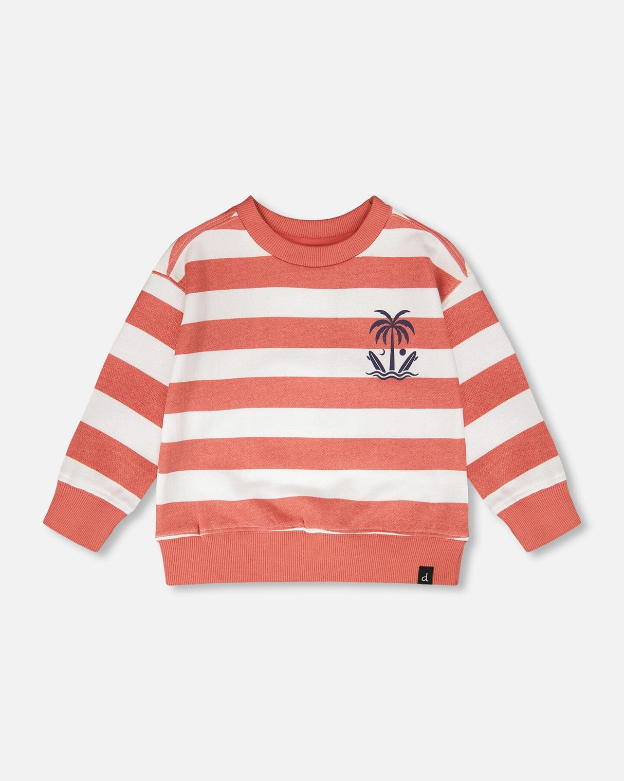 French Terry Sweatshirt Brick And White Stripes-0