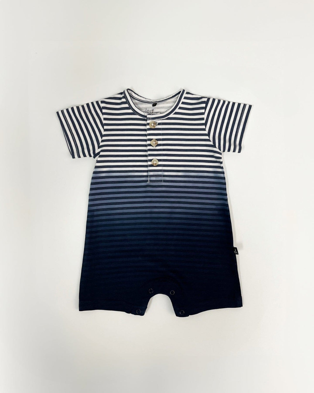Organic Cotton Romper Blue Gradient Stripes-0