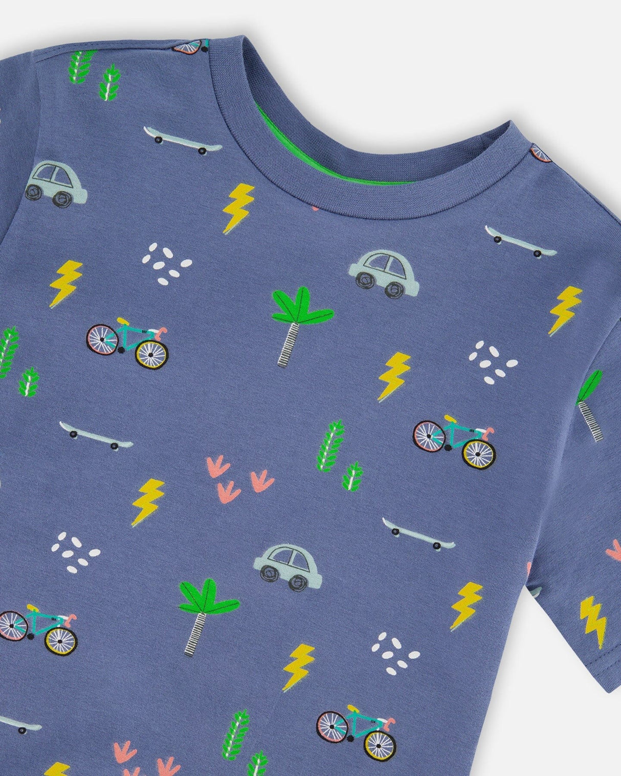 Organic Cotton Jersey T-Shirt Blue Bicycle Print-3