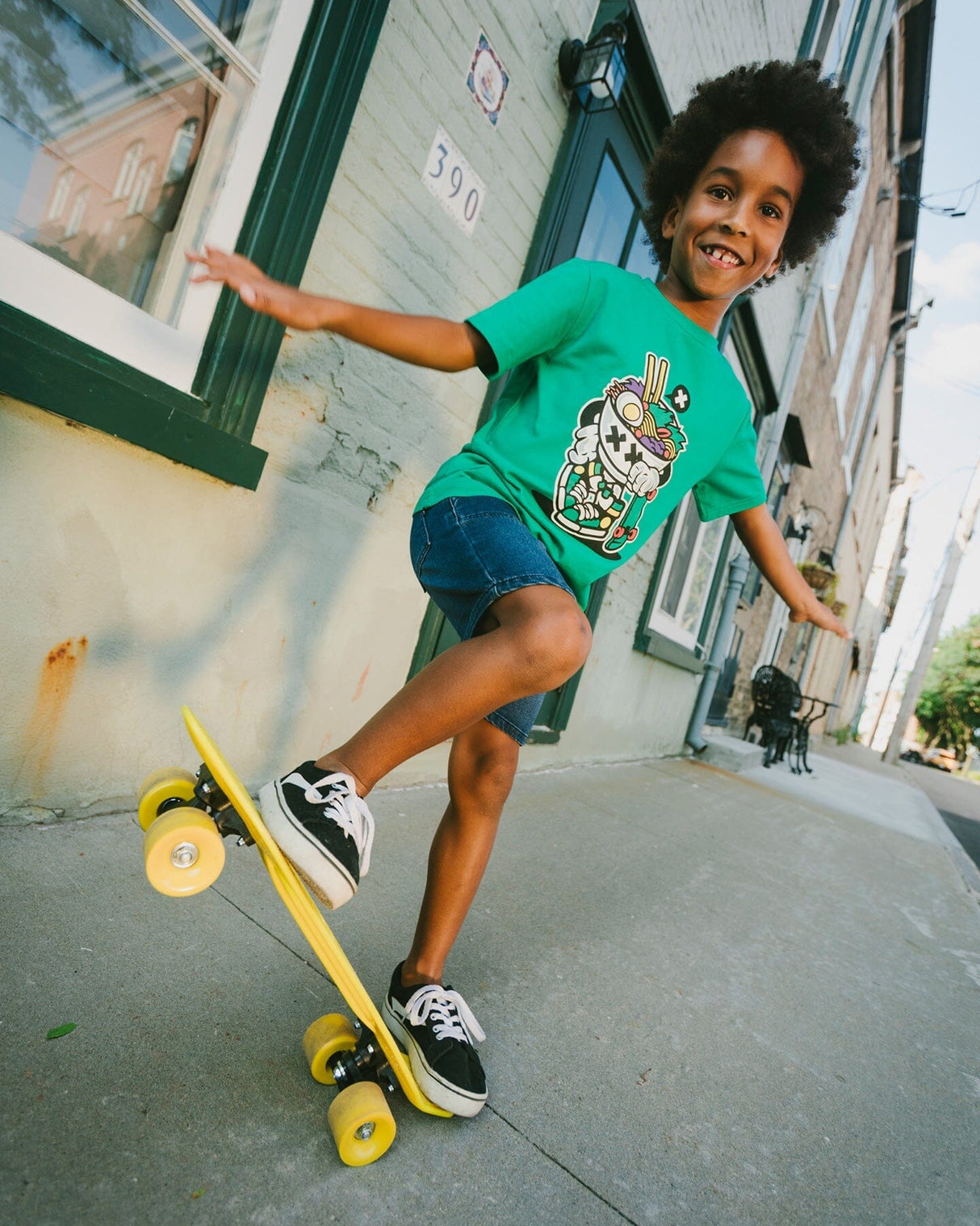 Organic Cotton Jersey T-Shirt With Print Green-2