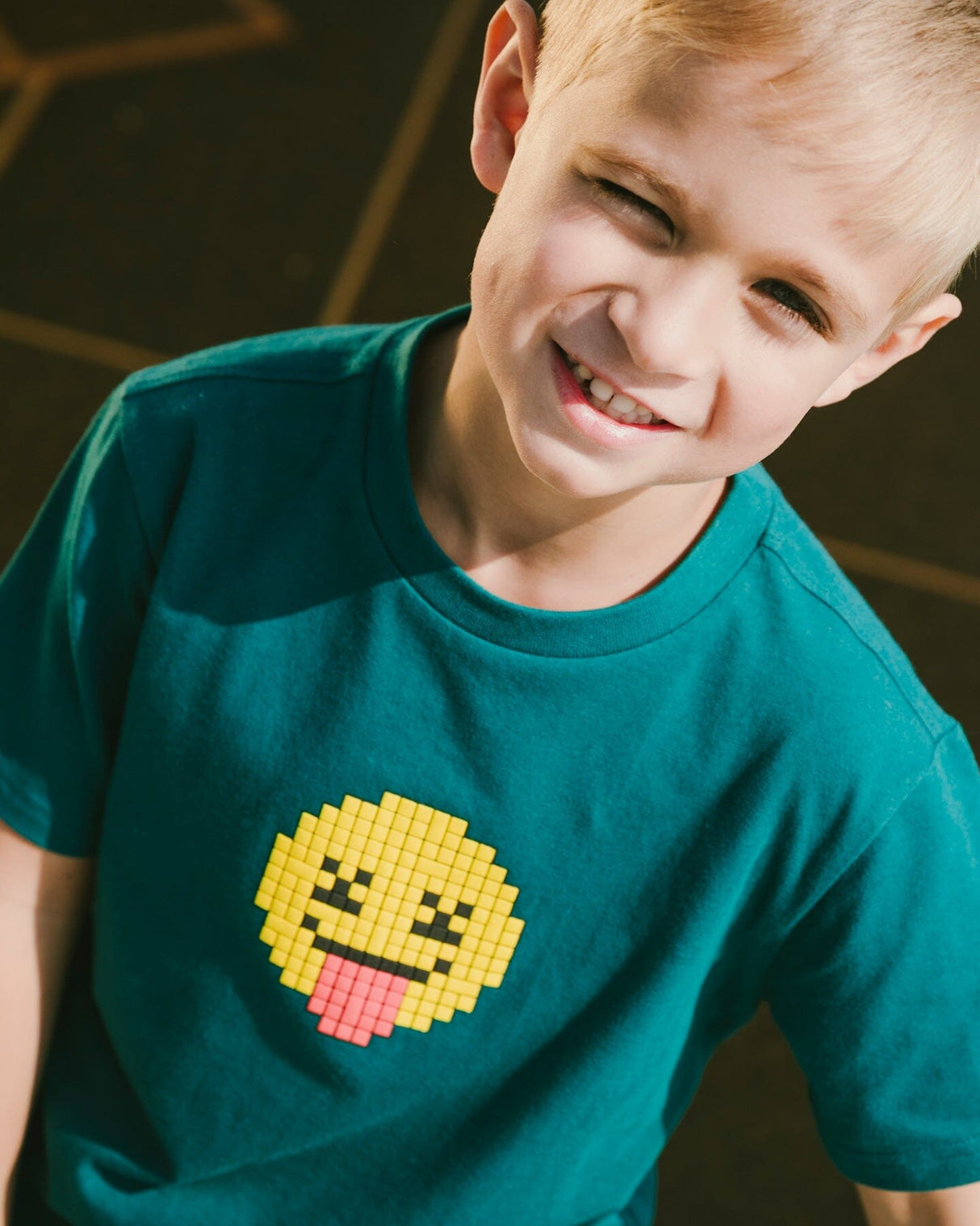 Organic Cotton Jersey T-Shirt With Print Dark Turquoise-1