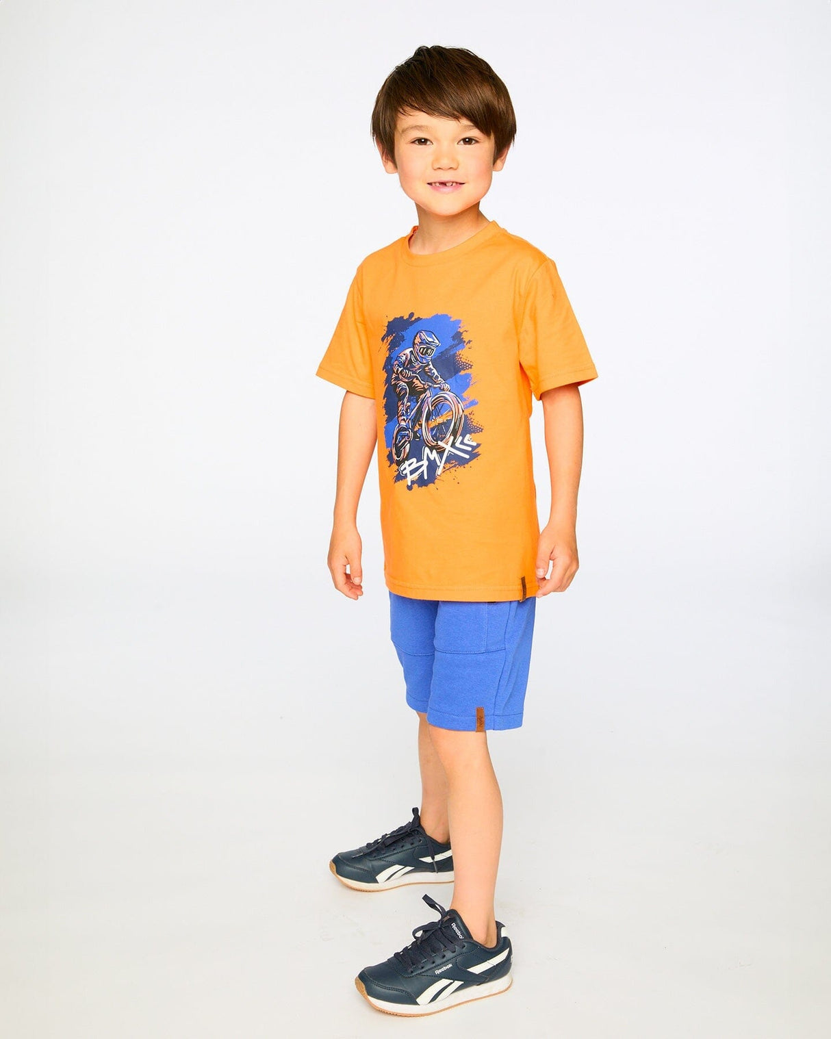 Organic Cotton Jersey T-Shirt With Bmx Print Orange-2