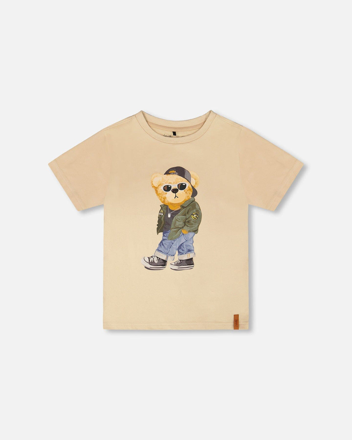 Organic Cotton Jersey T-Shirt With Print Beige-0