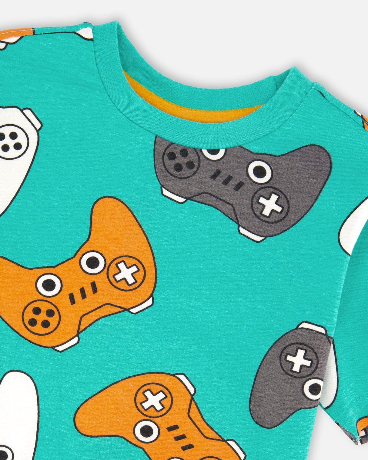 Organic Cotton Jersey T-Shirt Blue Printed Gamepads-3