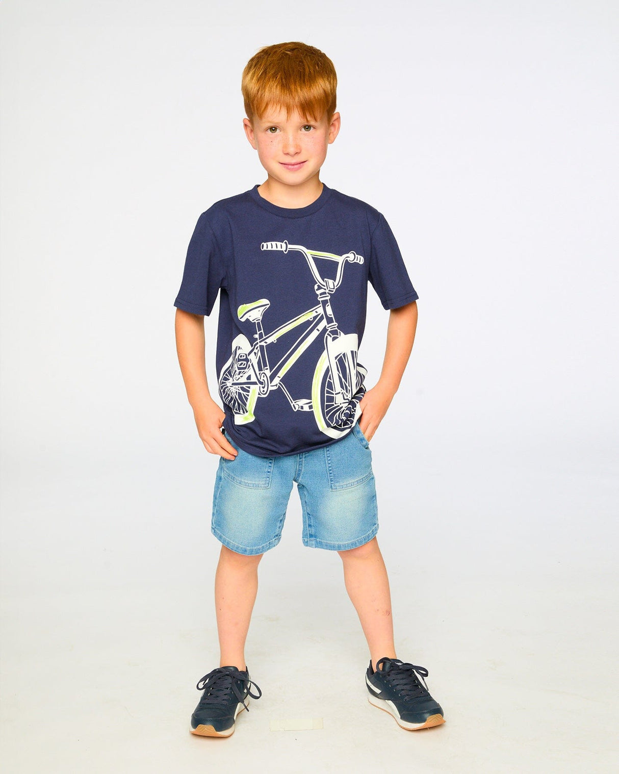 Organic Cotton Jersey T-Shirt With Bike Print Dark Blue-2