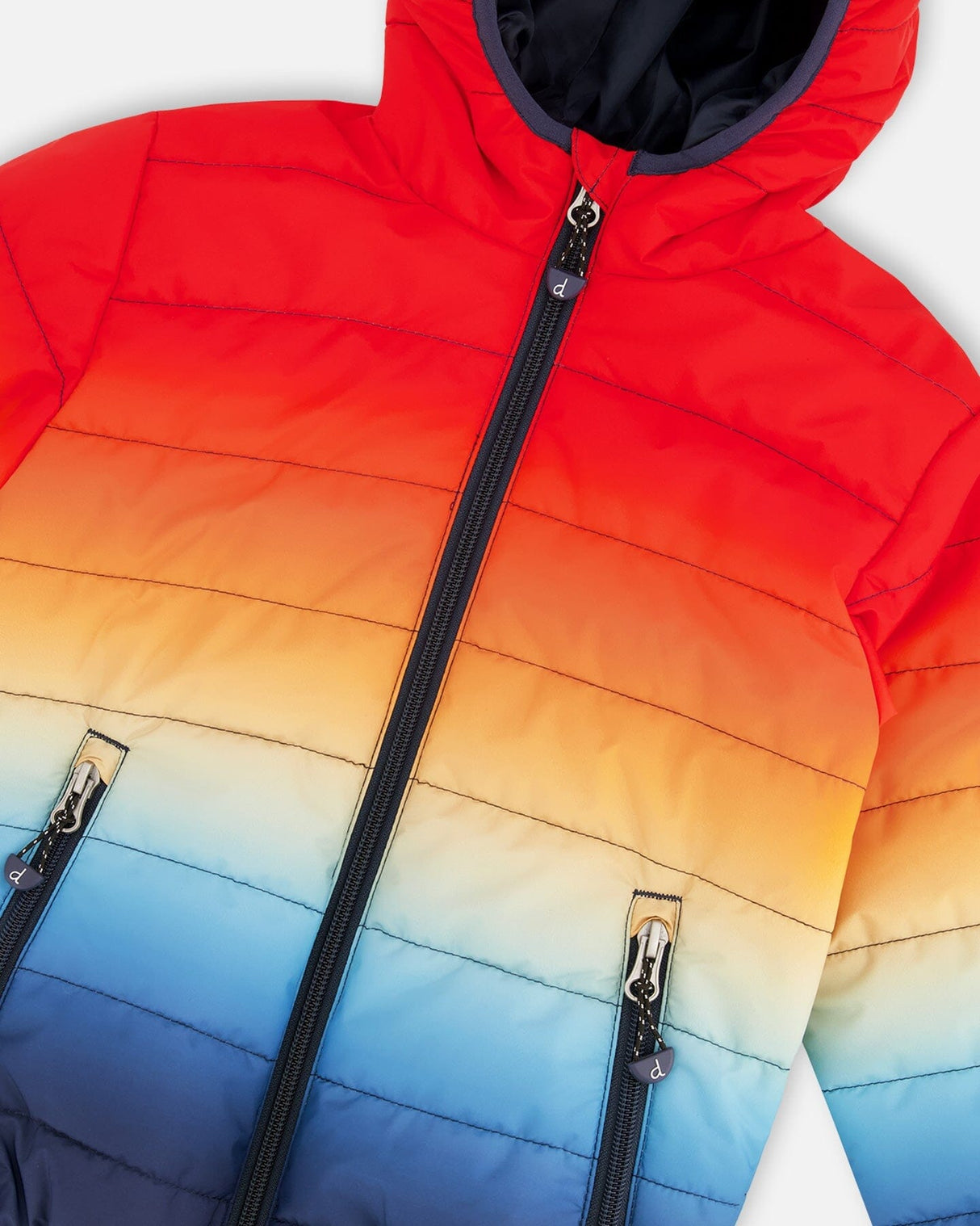 Quilted Mid-Season Jacket Orange And Blue Gradient-4