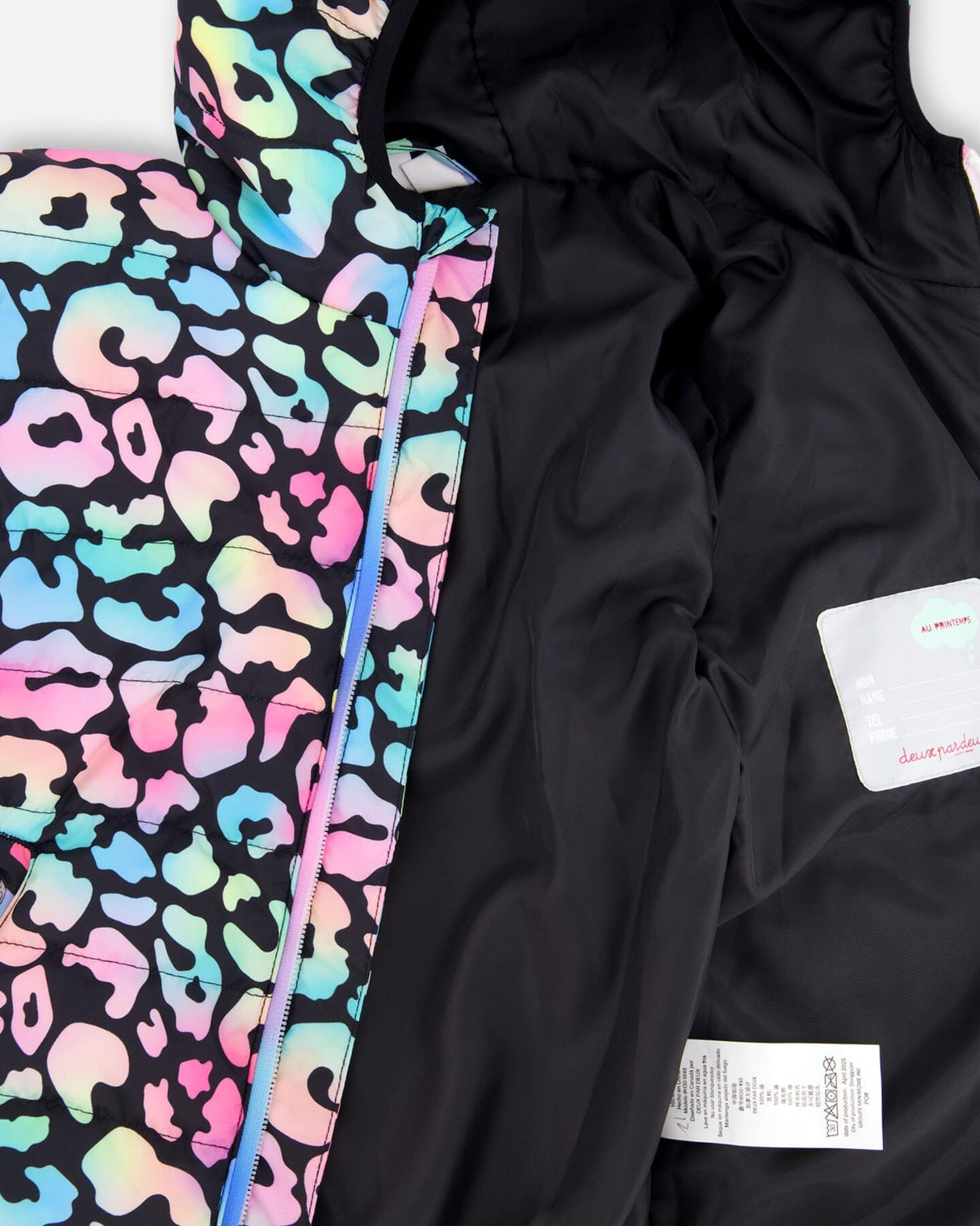 Quilted Mid-Season Jacket Black Animal Print-4