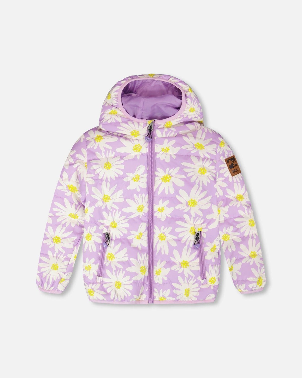 Quilted Mid-Season Jacket Purple Daisy Print-0