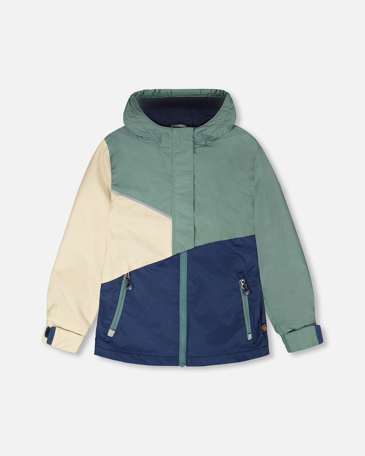 Mid-Season Jacket In Recycled Polyester Dark Green, Beige And Navy-0