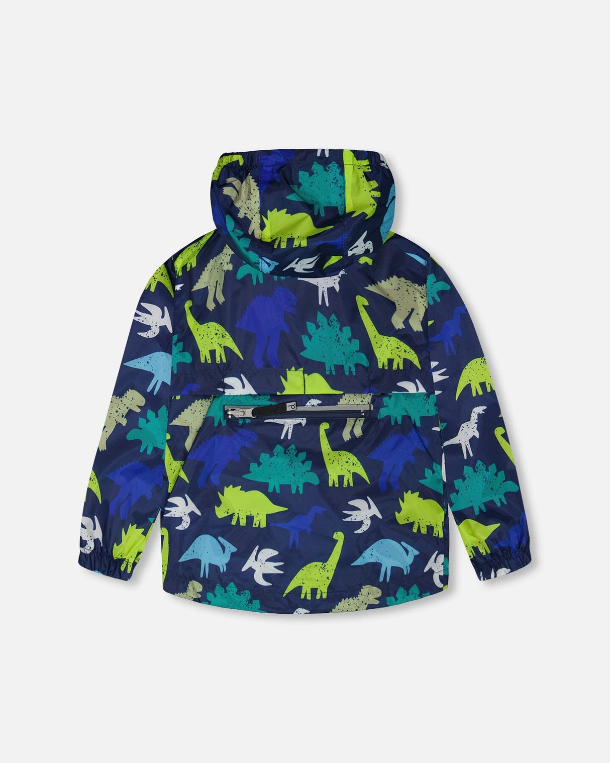 Packable Windbreaker In Polyester Blue Dinosaur Print-3