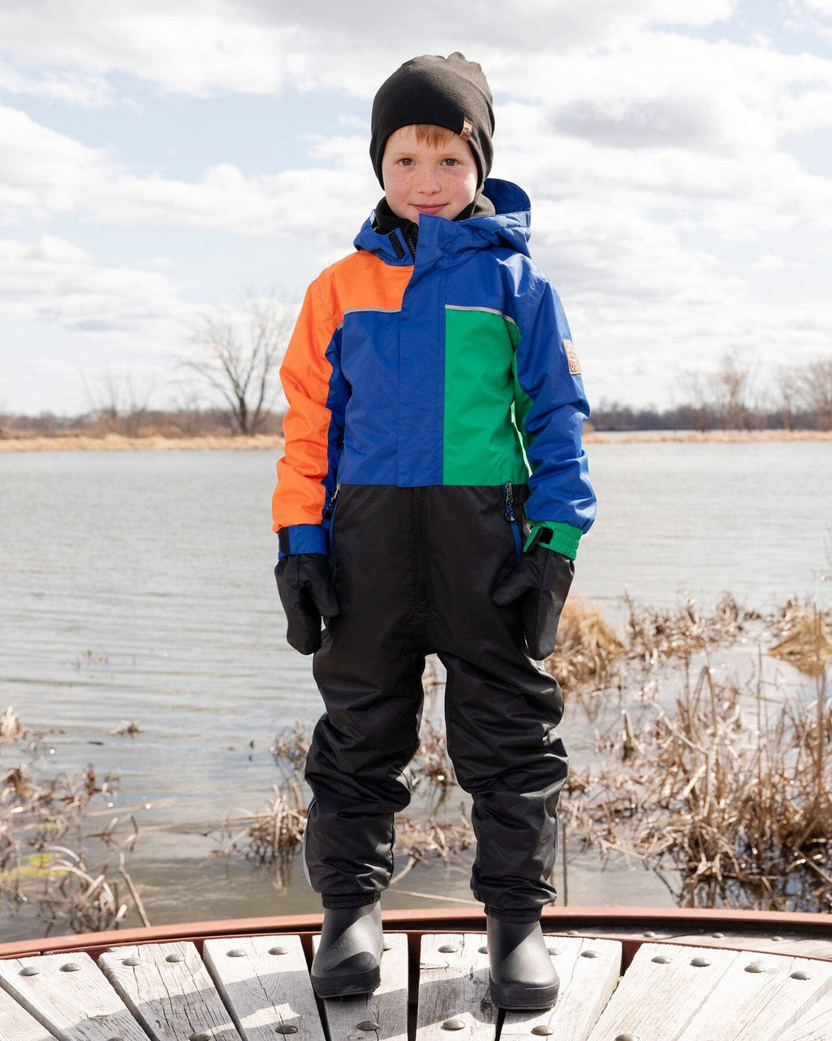 Kids Mid-Season One-Piece Outerwear Royal Blue Colorblock-1