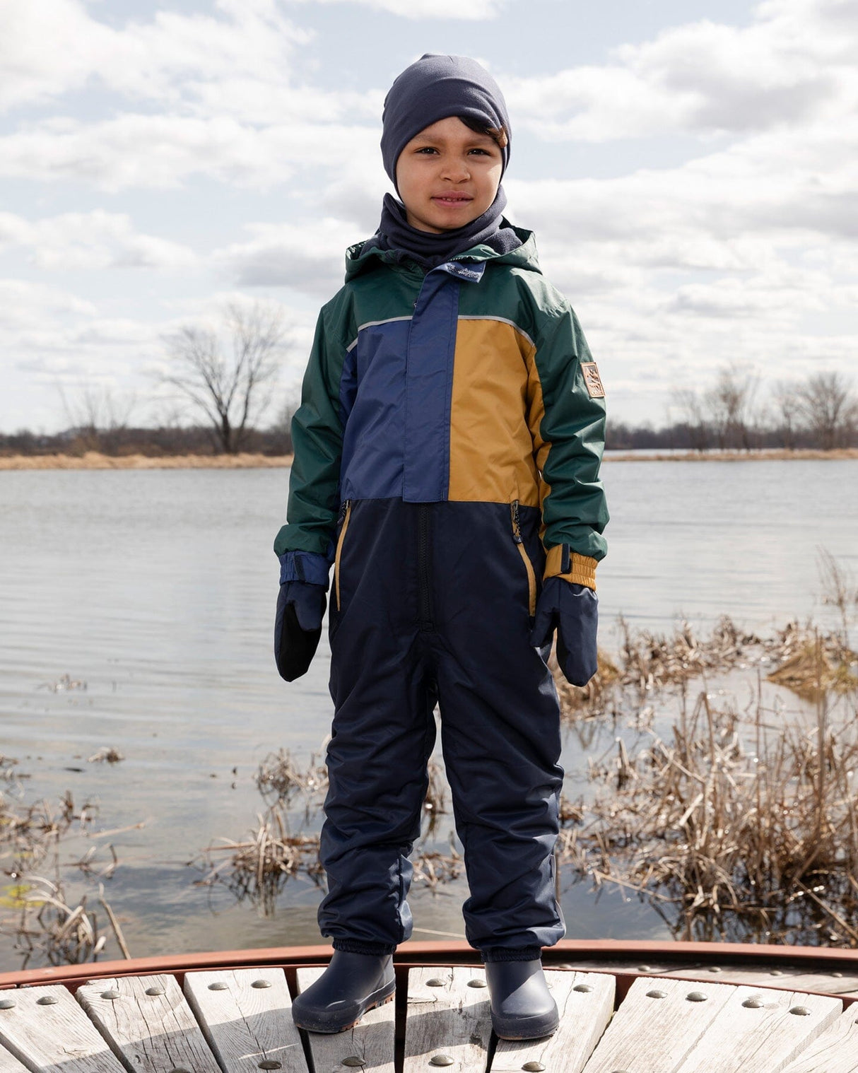 Kids Mid-Season One-Piece Outerwear Navy Colorblock-1