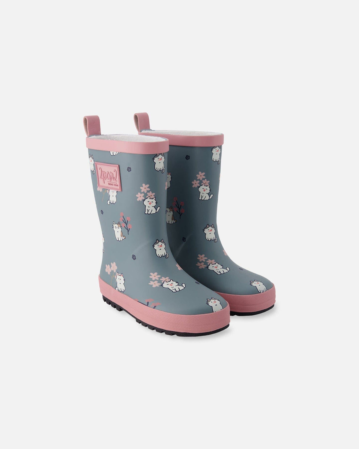 Rain Boots In Natural Rubber Green Cat Print-0
