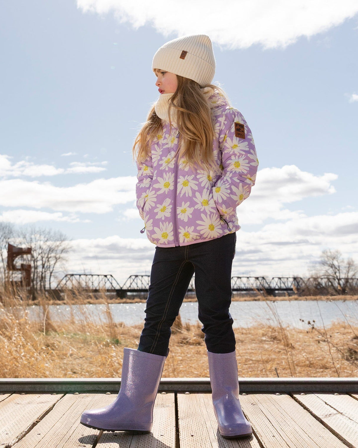 Rain Boots In Natural Rubber Purple Glitter-1