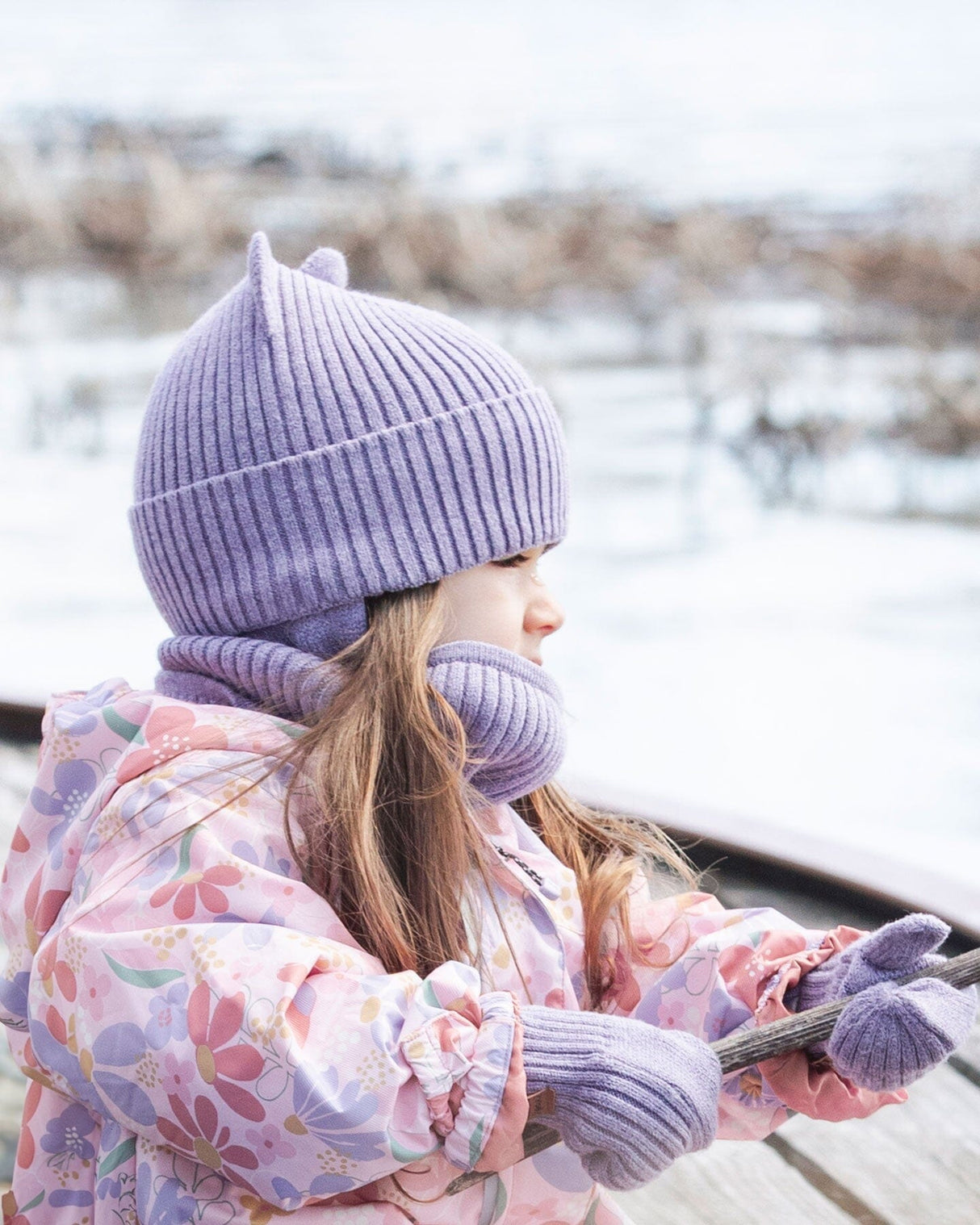 Baby Knit Hat Lavender-1