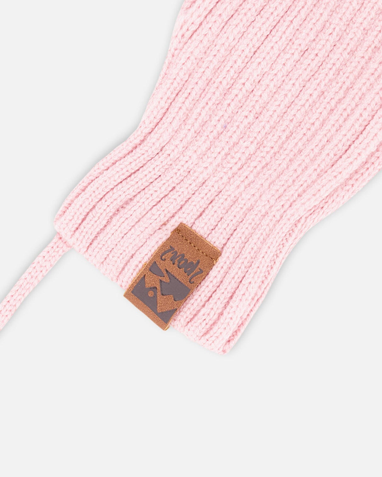 Baby Knit Mittens With Cord Pale Pink-2