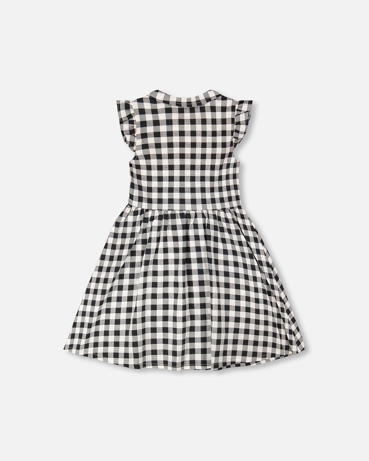 Sleeveless Button Down Dress Black Gingham-2