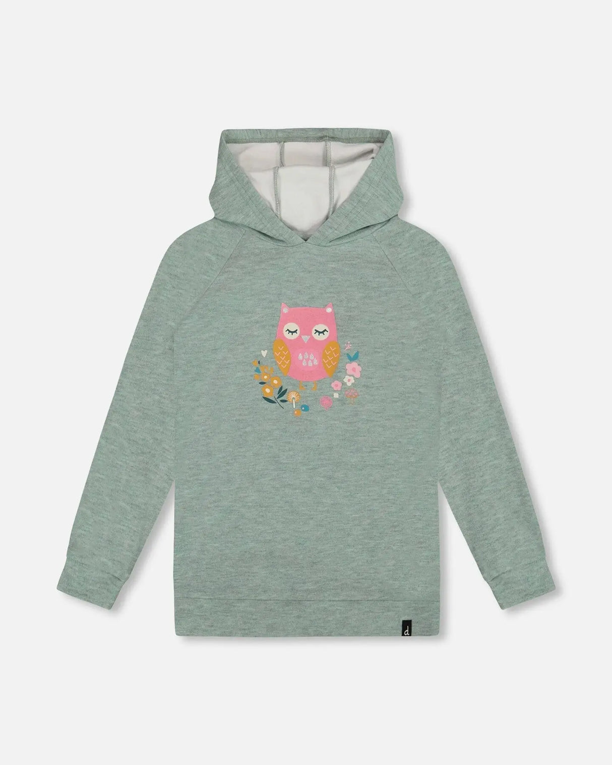 Hooded Tunic Sage Green With Owl Print | Deux par Deux | Jenni Kidz