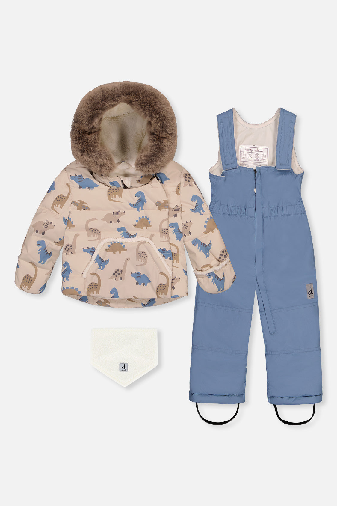 Baby Two Piece Snowsuit Blue Dinosaur Print-0
