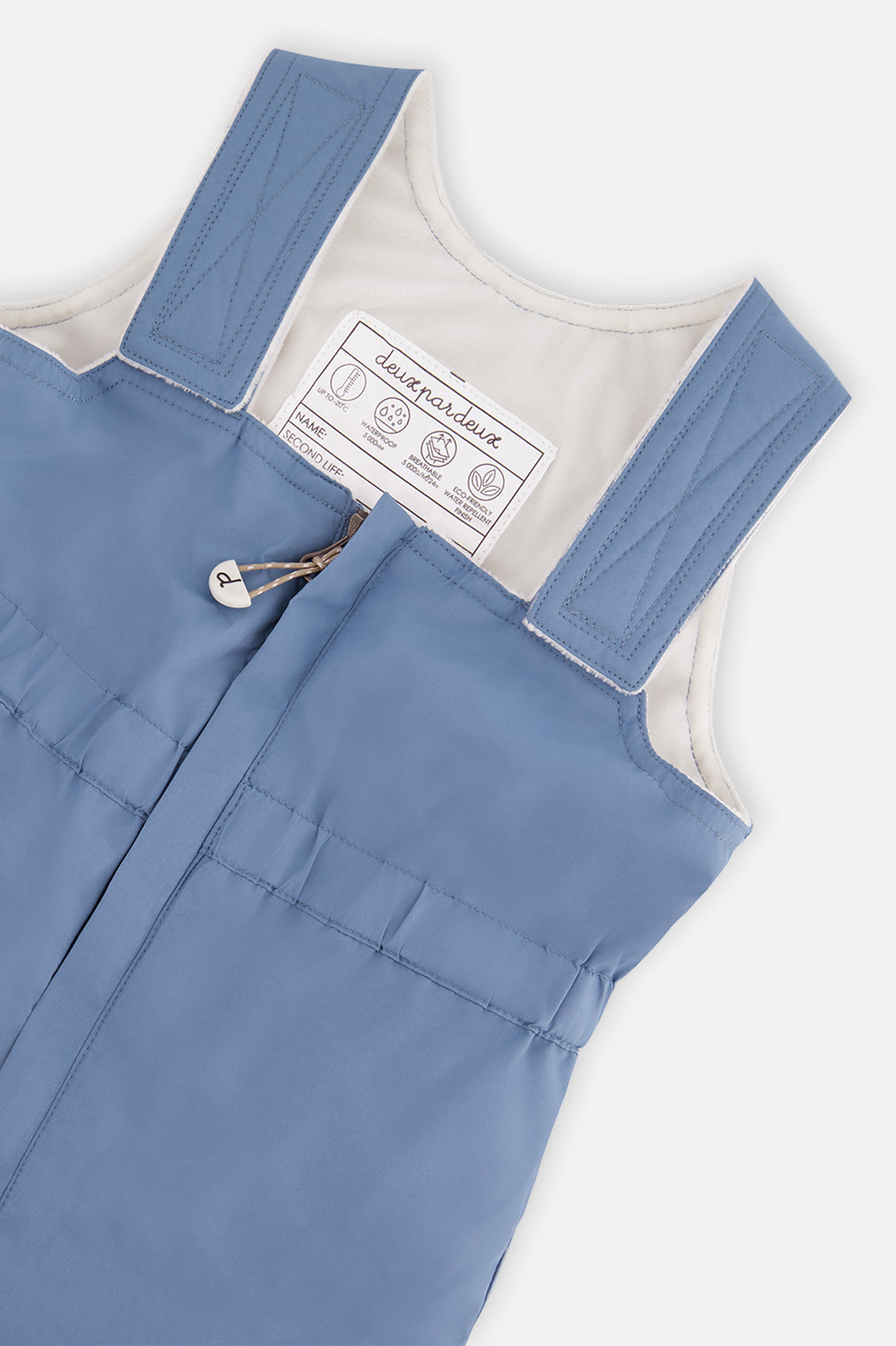Deux par Deux baby boys' two-piece snowsuit, blue dinosaur print, alternate angle