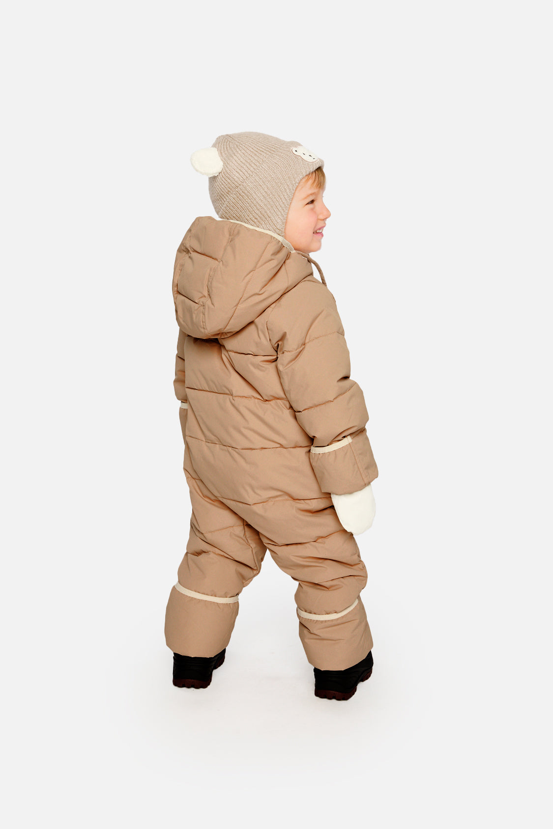 Baby Cloud One Piece Snowsuit Adapted For Car Seats Beige-3