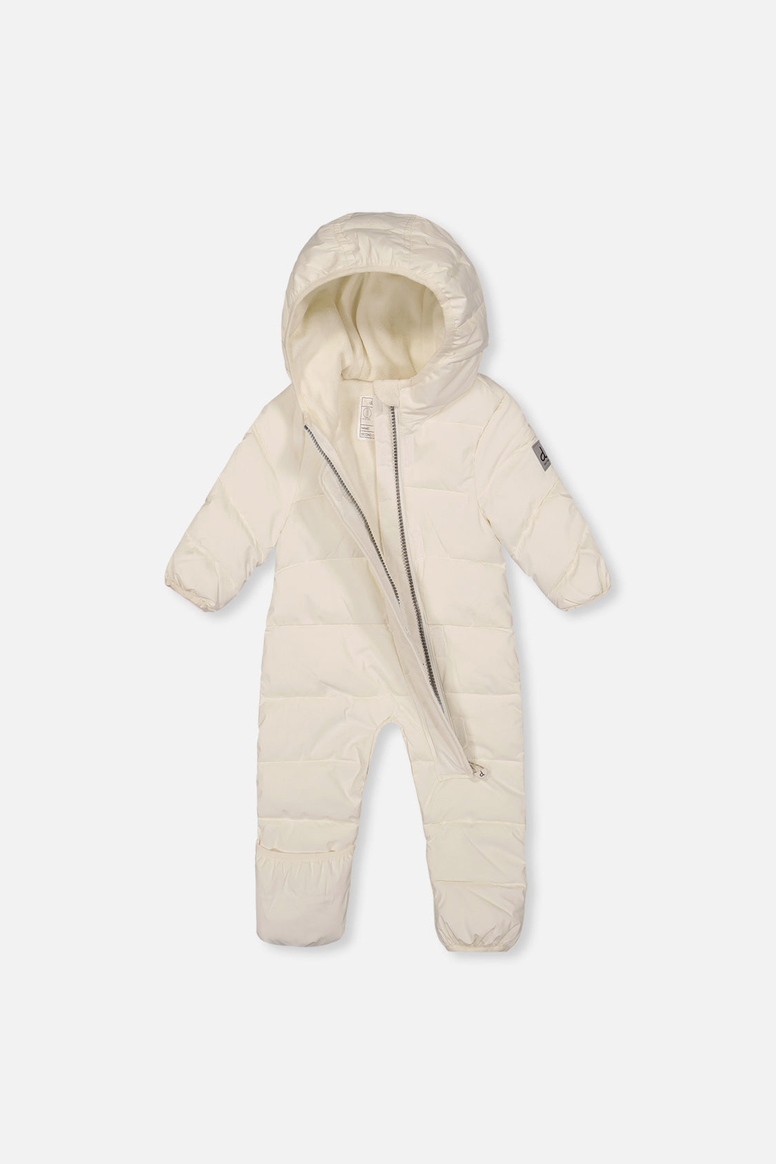 Deux par Deux Baby Cloud one-piece car-seat snowsuit in off-white, alternate view