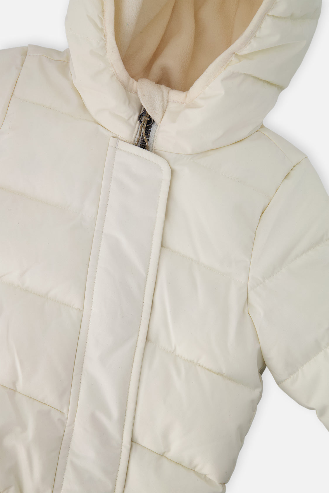 Deux par Deux Baby Cloud one-piece car-seat snowsuit in off-white, additional angle