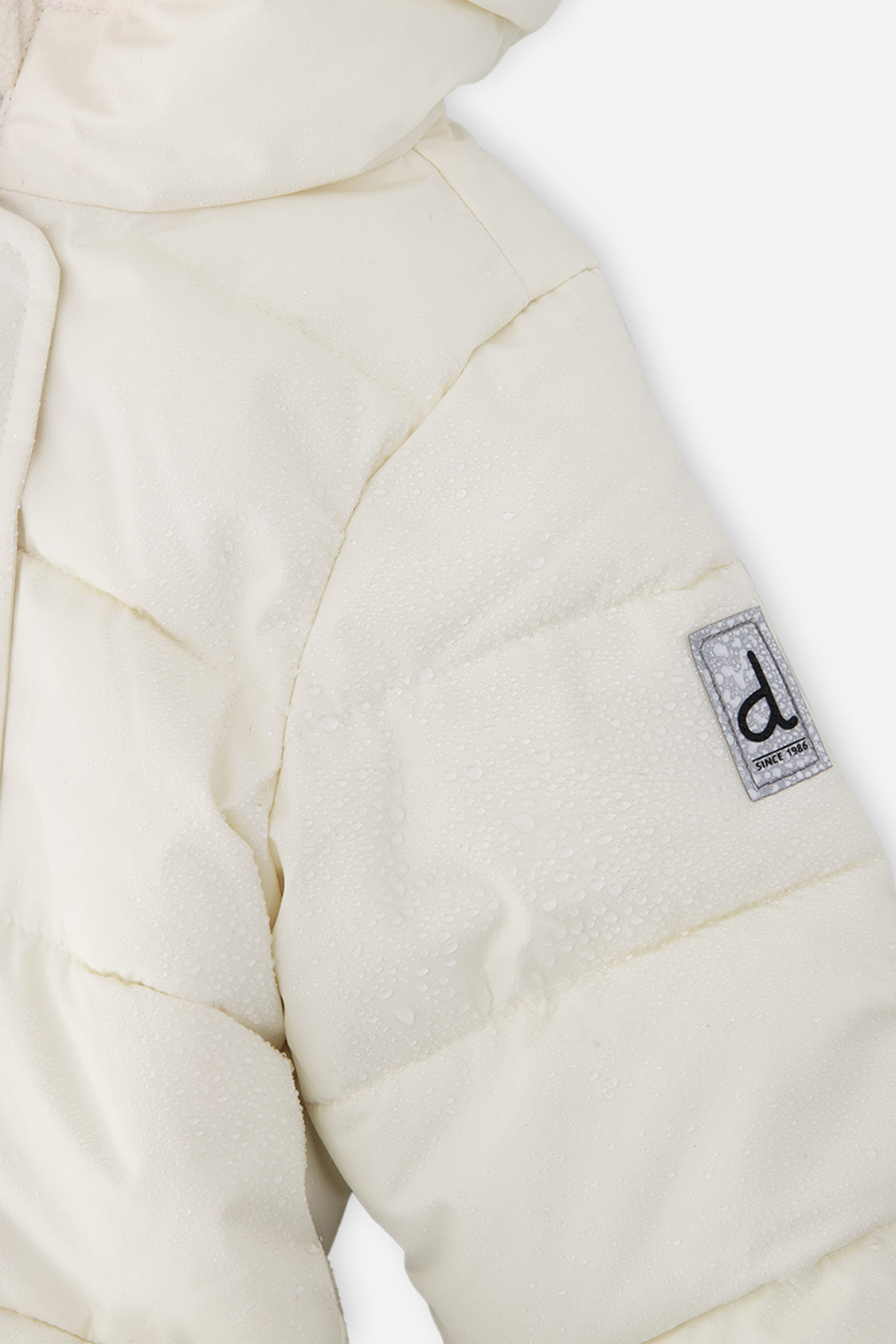 Deux par Deux Baby Cloud one-piece car-seat snowsuit in off-white, another studio view