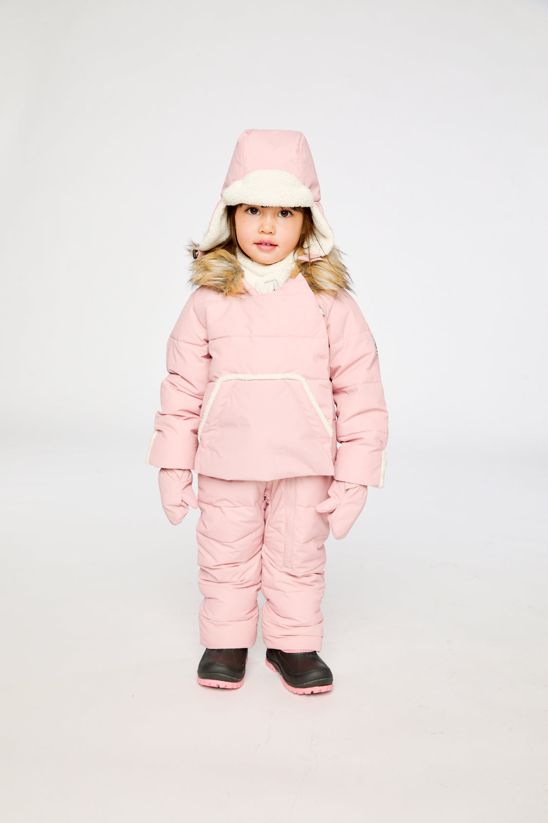 Baby Snug One Piece Snowsuit Adapted For Car Seats Pale Dusty Pink-1