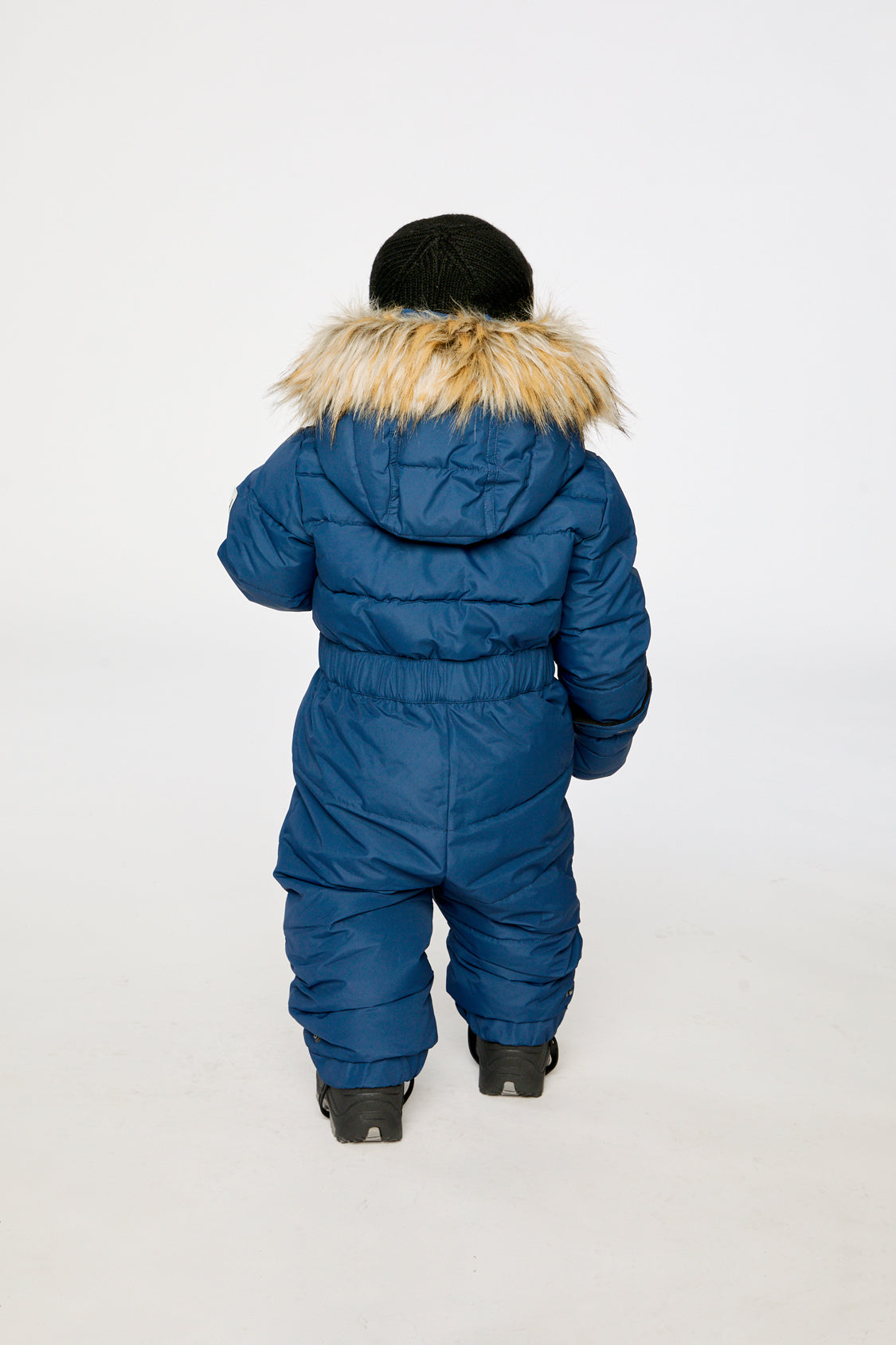 Baby Original One Piece Puffy Snowsuit With Removable Mittens And Boots Dark Blue-3