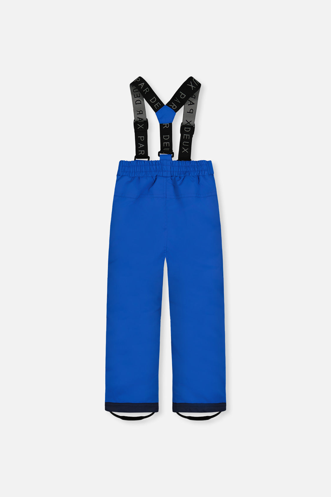 Deux par Deux royal blue CHILL snow pants with suspenders, back view