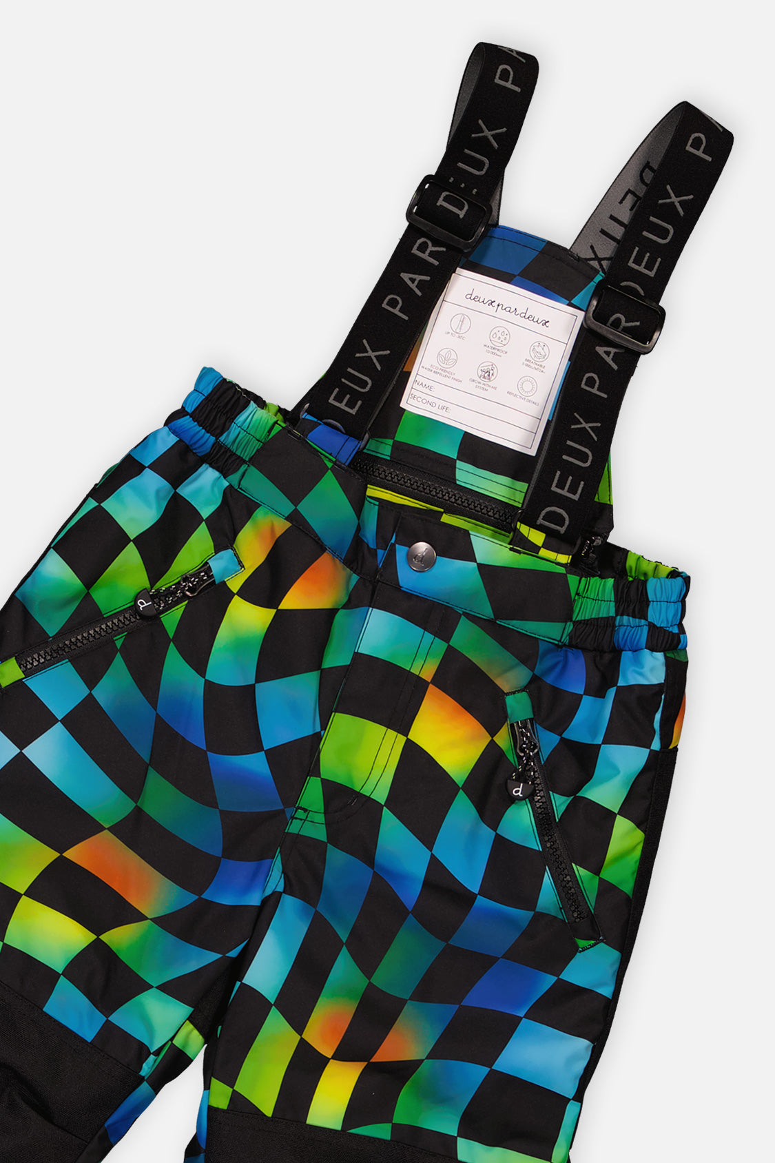 Deux par Deux black colorblock PLAY snowsuit with checkerboard pants, product photo 7