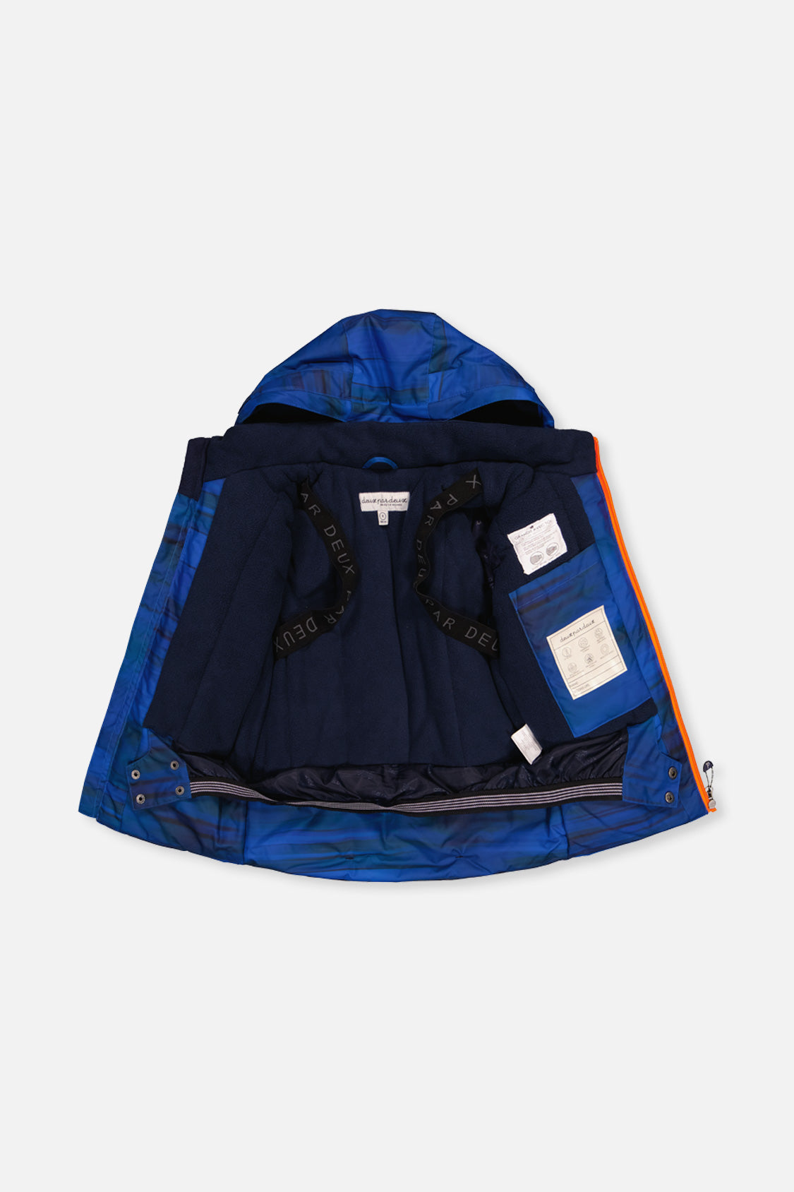Deux par Deux Two Piece Play Snowsuit Navy Blue And Orange With Orange Pants