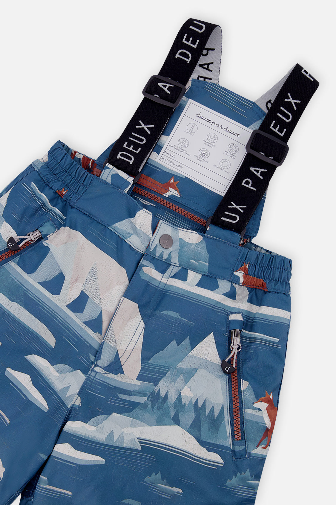 Deux par Deux Two Piece Play Snowsuit Navy And Rust Colorblock With Blue Bear Print Pants