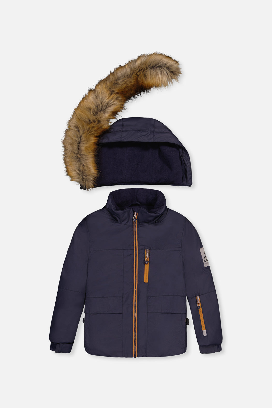 Two Piece Play Snowsuit Navy Blue With Brown Pants-4