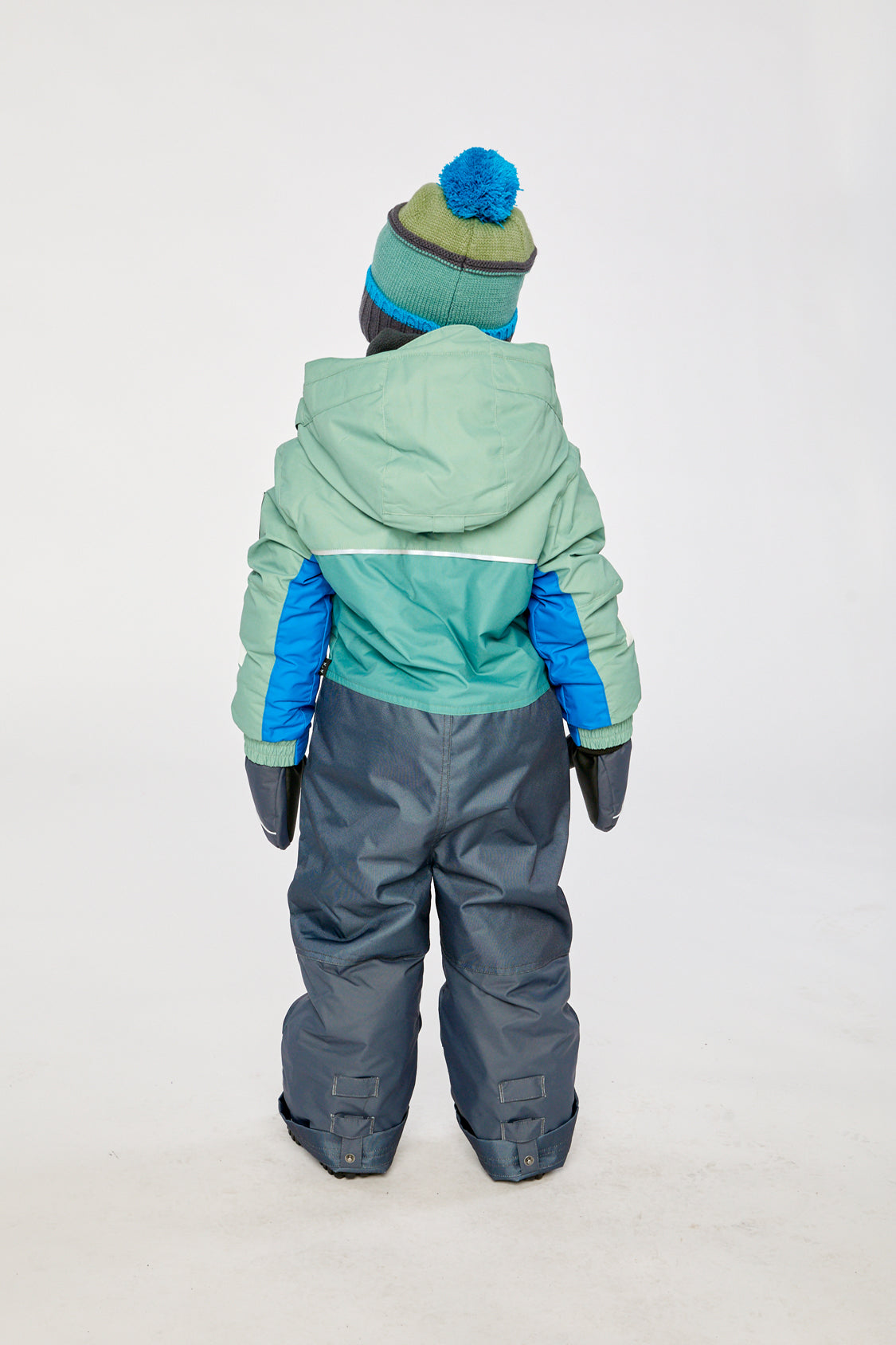 Kids One Piece Play Snowsuit Sage Green And Grey-3