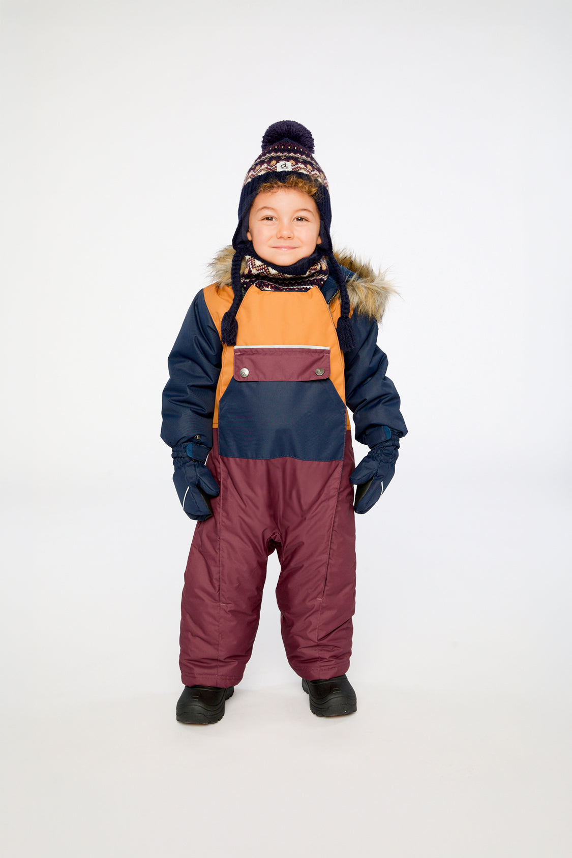 Baby One Piece Snowsuit Adapted For Car Seats Burgundy-1