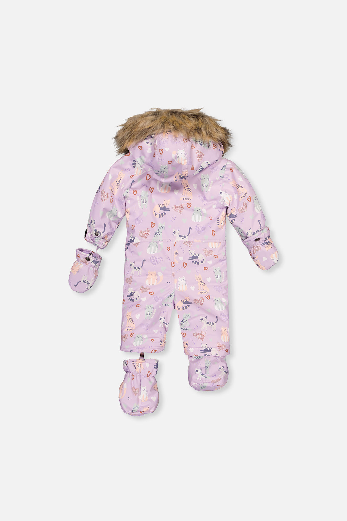 Baby One Piece Snowsuit Adapted For Car Seats Purple Cat Print-4