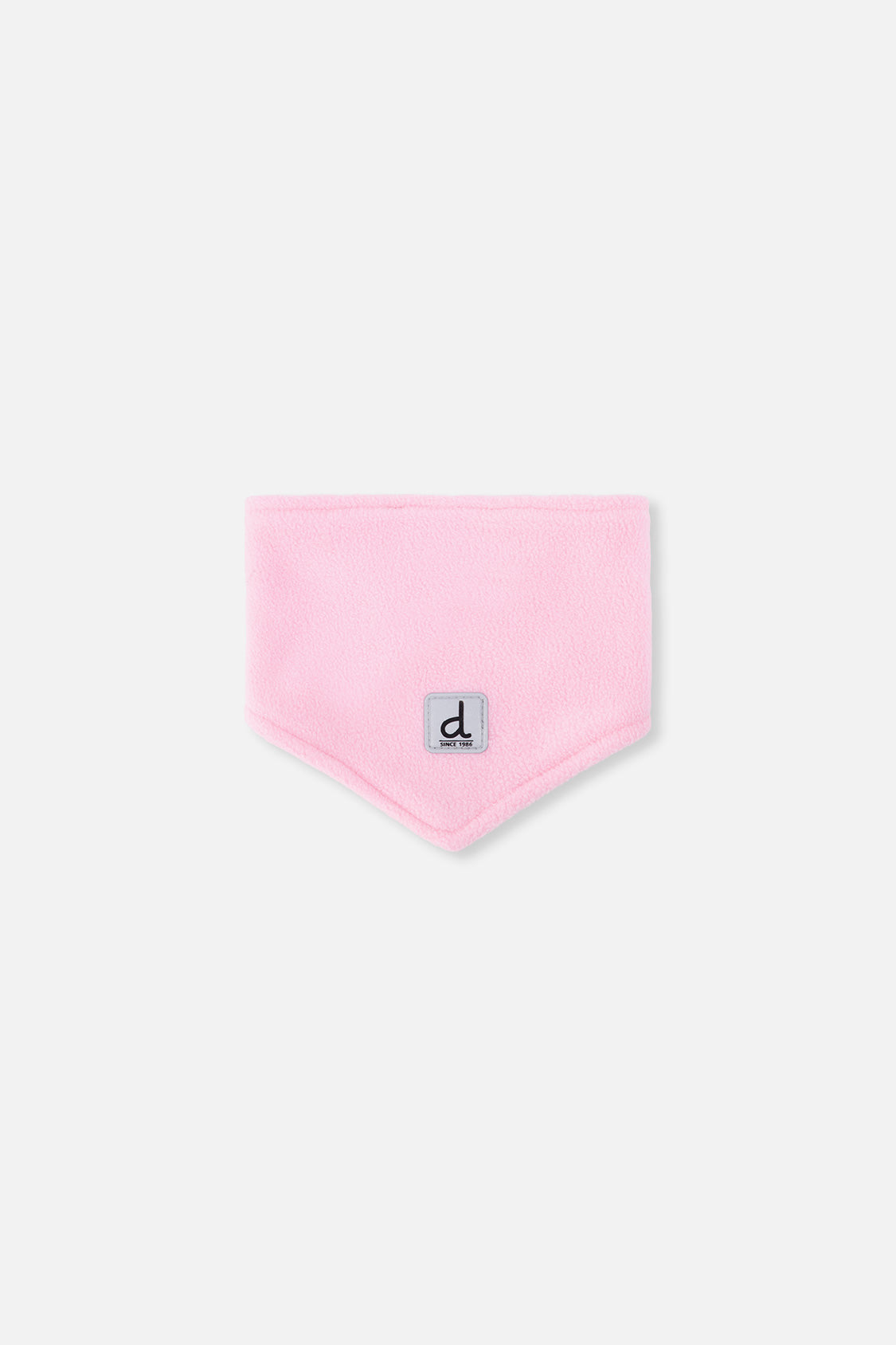 Light pink polar fleece neckwarmer included with the baby snowsuit