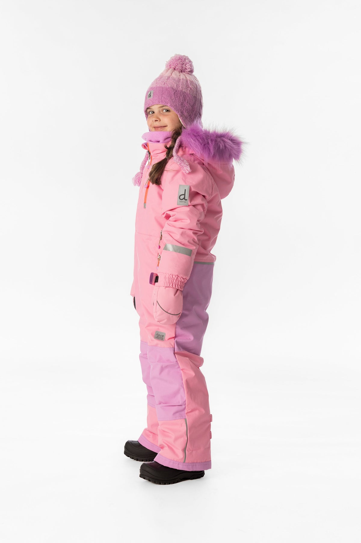Kids One Piece Play Snowsuit Pink-2