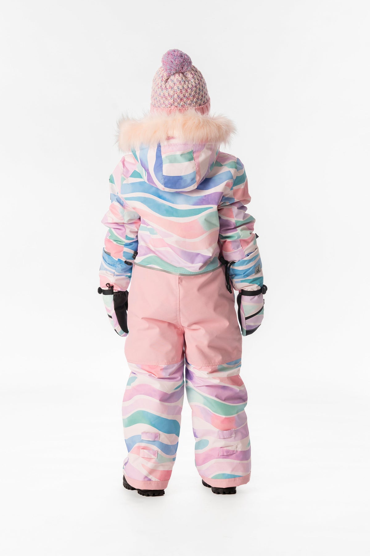 Kids One Piece Play Snowsuit Multicolored Line Print-3